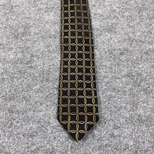 BCBG Attitude Tie Mens Black Geometric 100% Silk Woven Dress Necktie